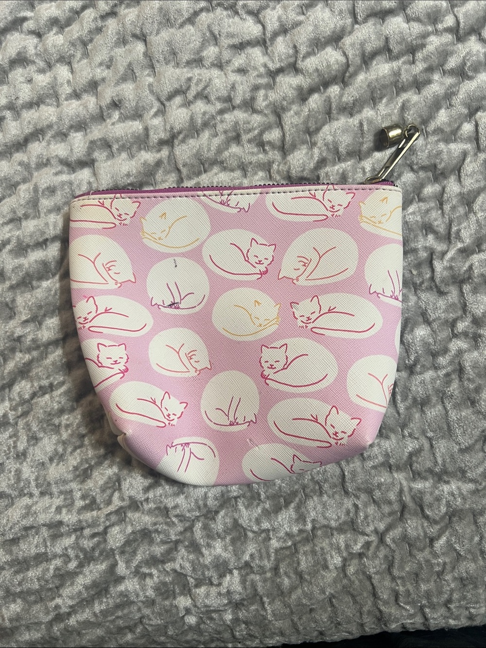 Desigual Pink & White Cat Print Coin Pouch